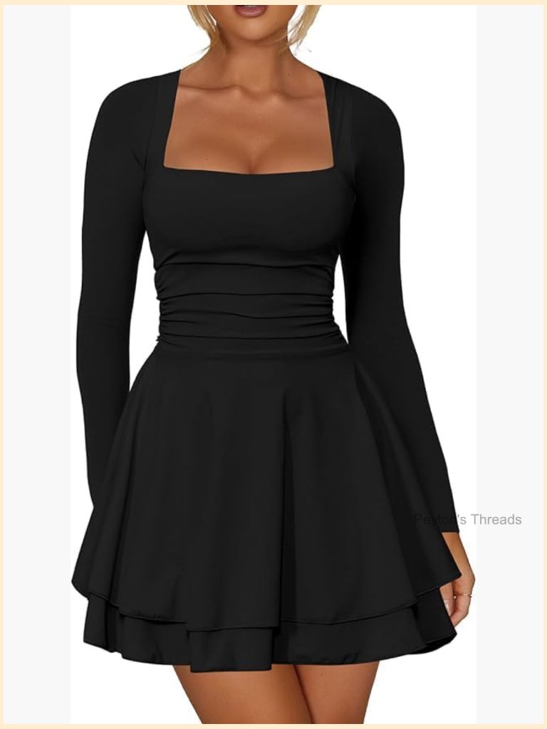 Mesh Long Sleeve Ruffle Hem Bodycon Midi Dress